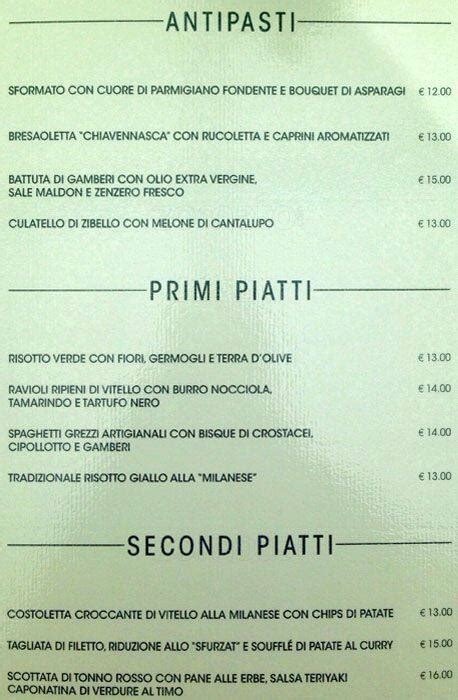 villa necchi campiglio milano menu